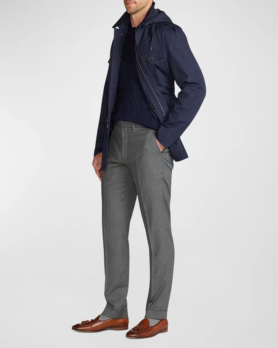Ralph Lauren Purple Label Men's Gregory Hand-Tailored Wool Serge Trousers | Thumbnail 2