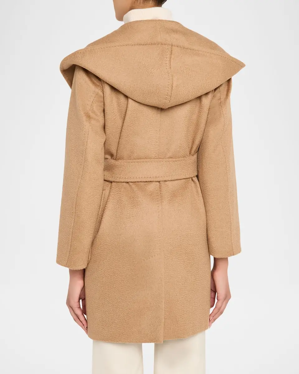 Max Mara Rialto Camel Hair Belted Short Hooded Coat | Thumbnail 3 Max Mara Rialto Camel Hair Belted Short Hooded Coat | Thumbnail 3