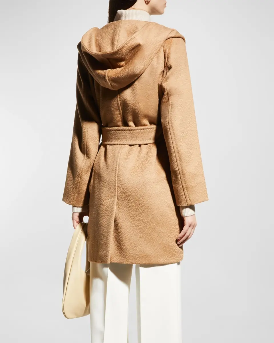 Max Mara Rialto Camel Hair Belted Short Hooded Coat | Thumbnail 6 Max Mara Rialto Camel Hair Belted Short Hooded Coat | Thumbnail 6