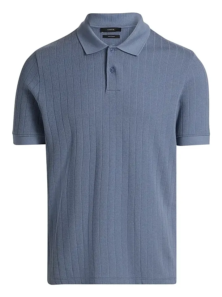Men's Drop-Needle Striped Pima Cotton Polo Shirt Men's Drop-Needle Striped Pima Cotton Polo Shirt