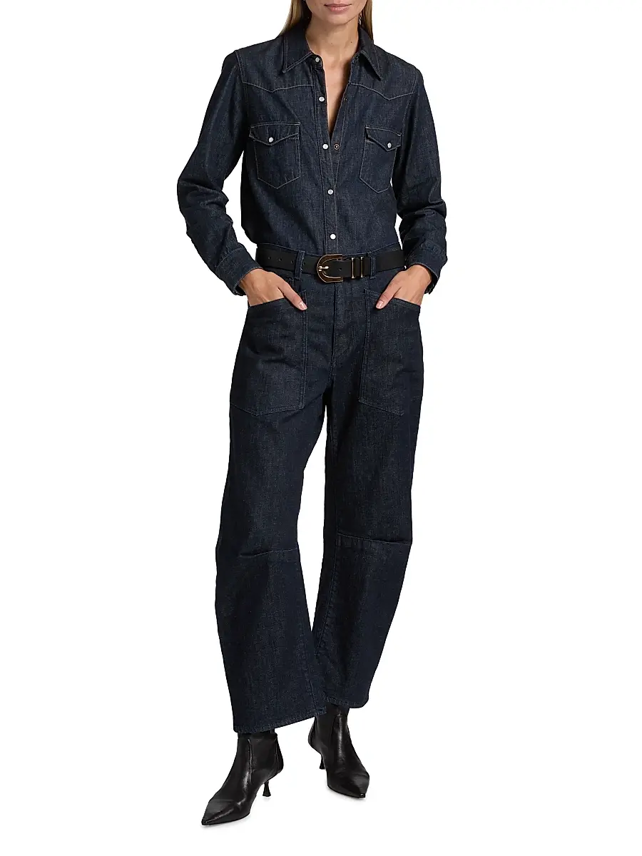 Nili Lotan Women's Travis Oversized Denim Shirt | Thumbnail 2 Nili Lotan Women's Travis Oversized Denim Shirt | Thumbnail 2