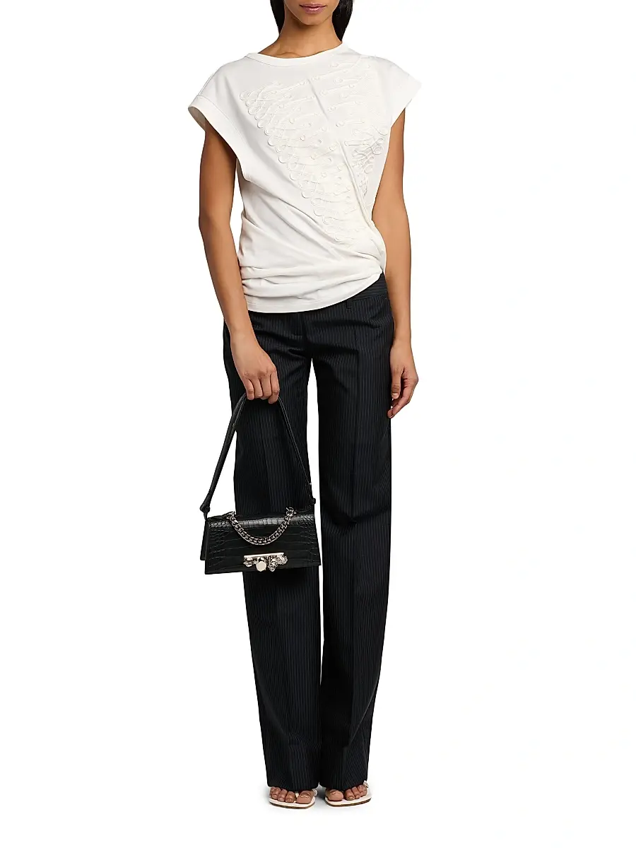 Alexander McQueen Women's Mini Jewelled Croc-Embossed Leather Shoulder Bag | Thumbnail 2