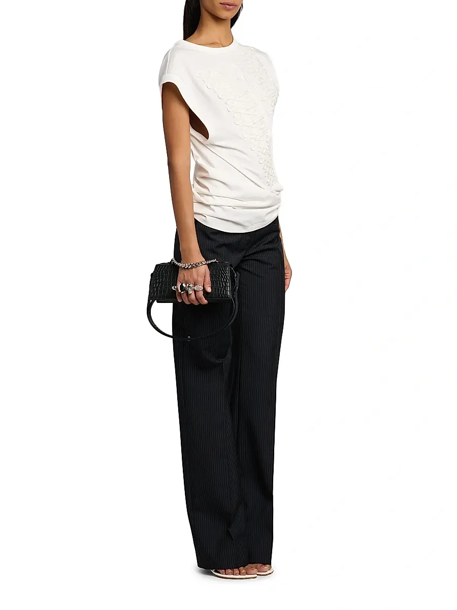 Alexander McQueen Women's Mini Jewelled Croc-Embossed Leather Shoulder Bag | Thumbnail 3