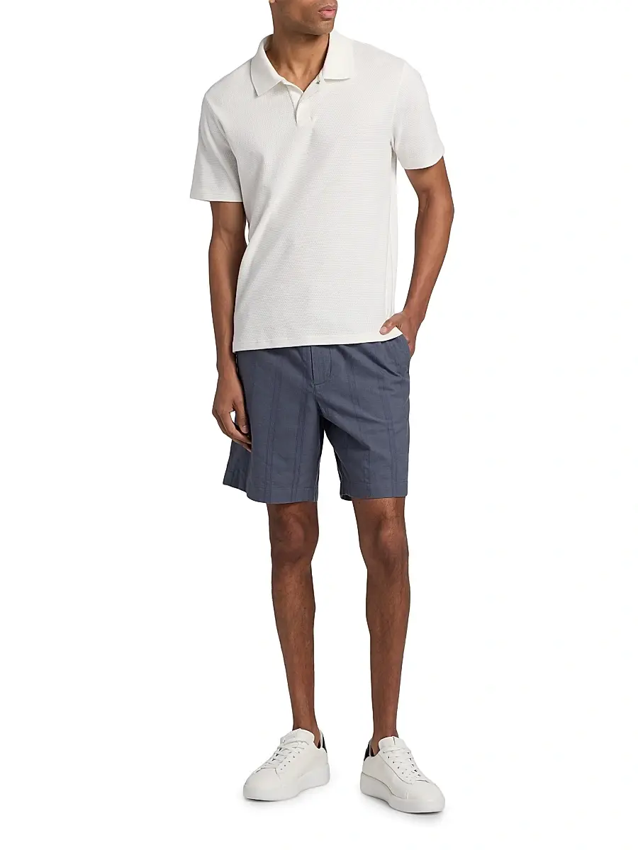 Vince Men's Mesh Knit Snap Polo Shirt | Thumbnail 2 Vince Men's Mesh Knit Snap Polo Shirt | Thumbnail 2