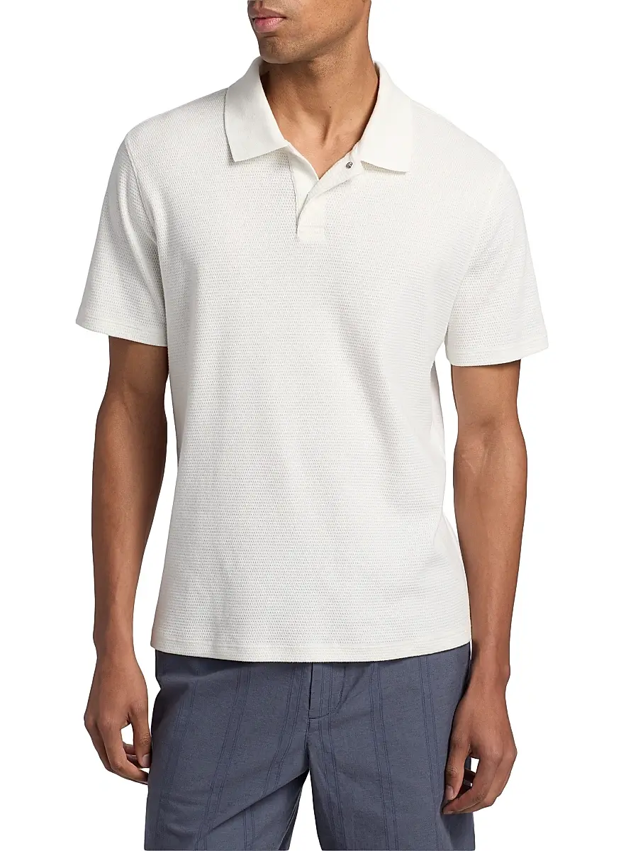 Vince Men's Mesh Knit Snap Polo Shirt | Thumbnail 3 Vince Men's Mesh Knit Snap Polo Shirt | Thumbnail 3