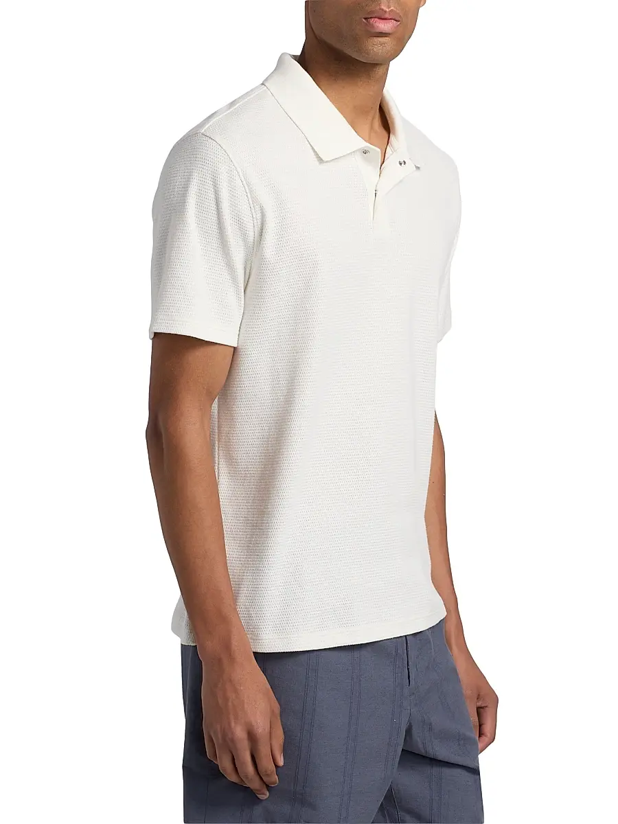 Vince Men's Mesh Knit Snap Polo Shirt | Thumbnail 4 Vince Men's Mesh Knit Snap Polo Shirt | Thumbnail 4