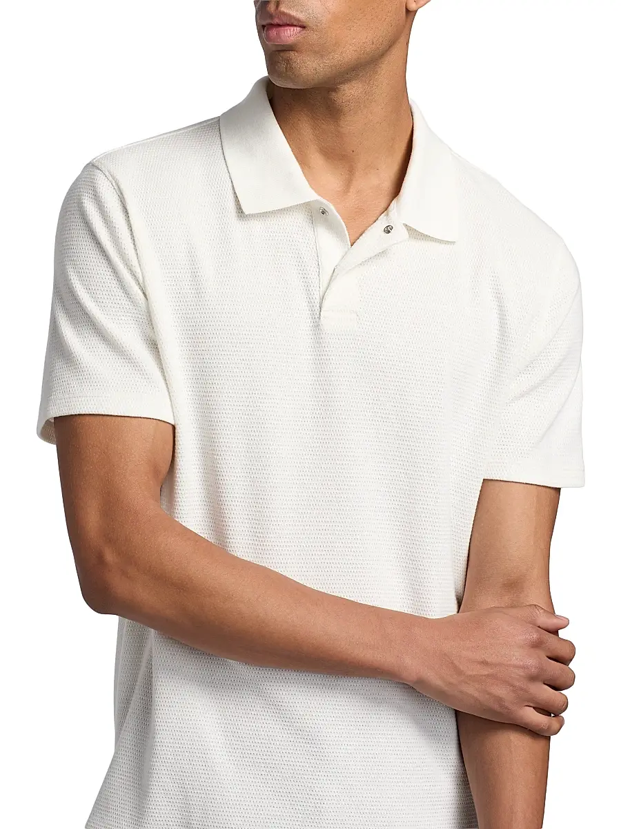 Vince Men's Mesh Knit Snap Polo Shirt | Thumbnail 6 Vince Men's Mesh Knit Snap Polo Shirt | Thumbnail 6