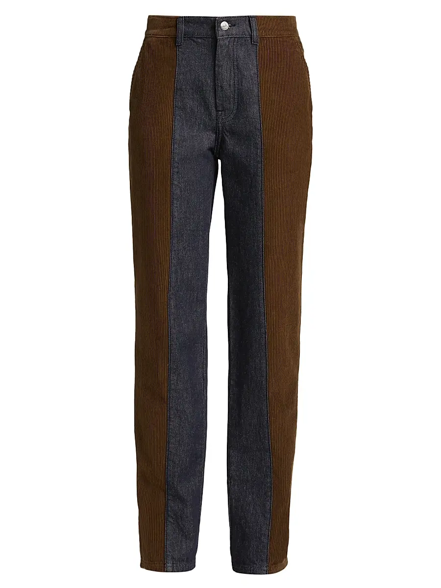 Moschino Jeans Women's Mix Media Mid-Rise Cigarette Jeans - Multi Blue | Image 1 Moschino Jeans Women's Mix Media Mid-Rise Cigarette Jeans - Multi Blue | Image 1