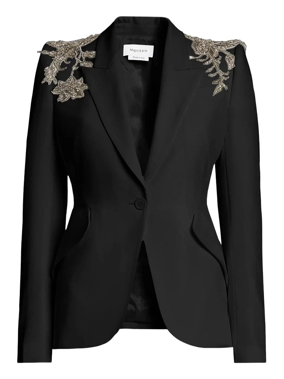 Alexander McQueen Women's Shoulder-Embellished Peak Lapel Jacket