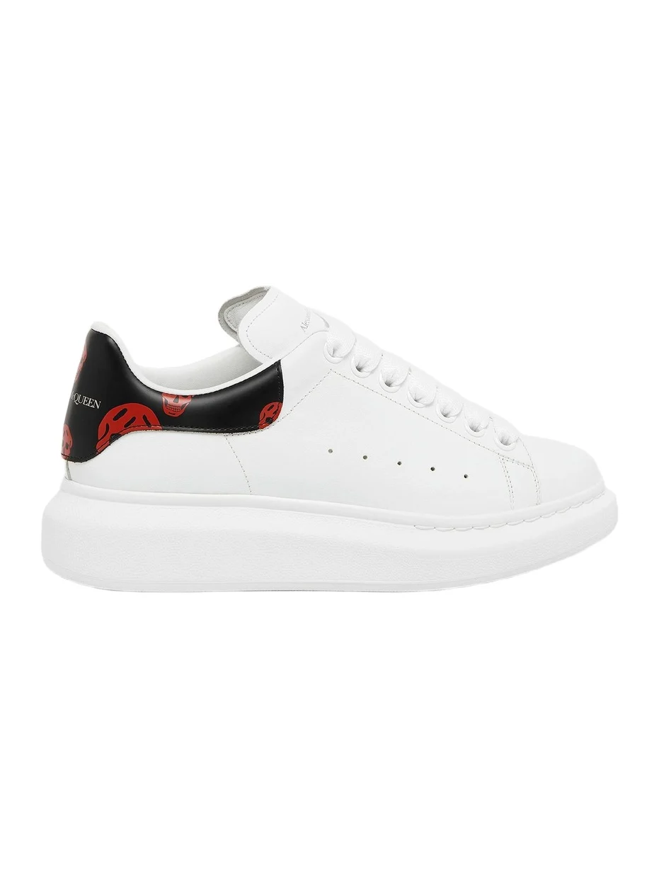 Alexander McQueen Men's Oversized Skull-Print Leather Low-Top Sneakers