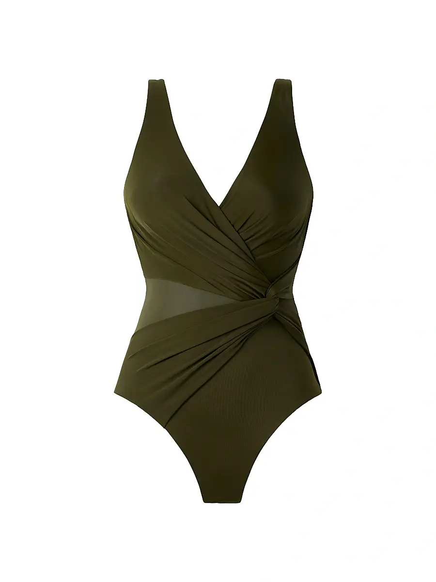 Miraclesuit Swim Women's Illusion Circe V-Neck One-Piece Swimsuit - Nori | Image 1 Miraclesuit Swim Women's Illusion Circe V-Neck One-Piece Swimsuit - Nori | Image 1