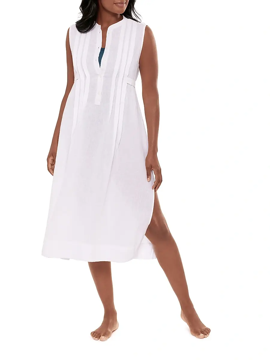 Miraclesuit Swim Women's Pleated Linen Cover-Up Dress | Thumbnail 2 Miraclesuit Swim Women's Pleated Linen Cover-Up Dress | Thumbnail 2