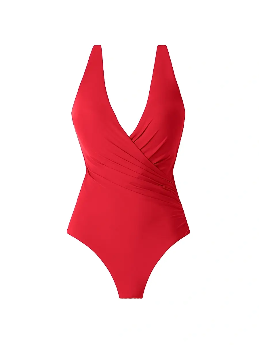 Miraclesuit Swim Women's Rock Solid Wrapsody One-Piece Swimsuit - Poppy - Size 16 | Image 1 Miraclesuit Swim Women's Rock Solid Wrapsody One-Piece Swimsuit - Poppy - Size 16 | Image 1
