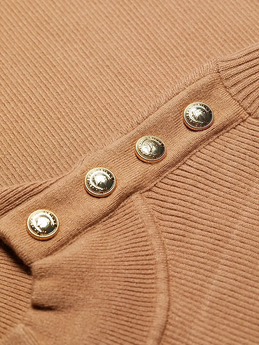 Elie Tahari Women's Naya Button-Detailed Rib-Knit Sweater | Thumbnail 7