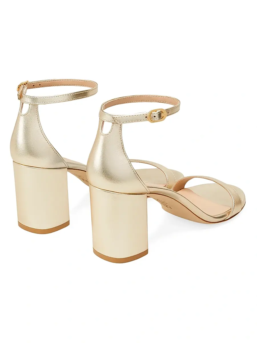 Stuart Weitzman Women's Nudist Block 75MM Metallic Leather Sandals | Thumbnail 3