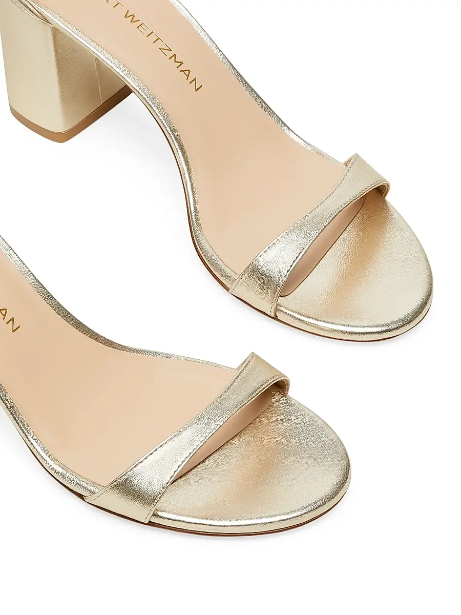 Stuart Weitzman Women's Nudist Block 75MM Metallic Leather Sandals | Thumbnail 4