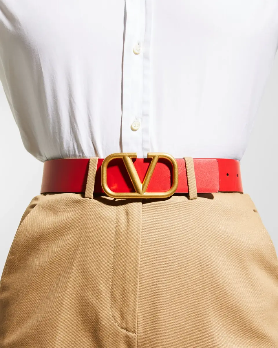 Valentino Garavani VLogo Leather Belt, 40mm | Thumbnail 4