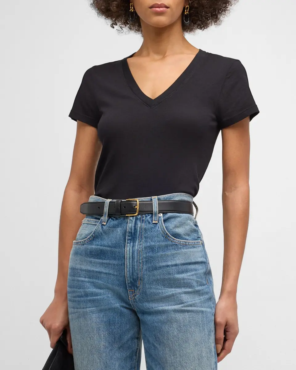 L'Agence Becca V-Neck Short-Sleeve Tee | Thumbnail 4