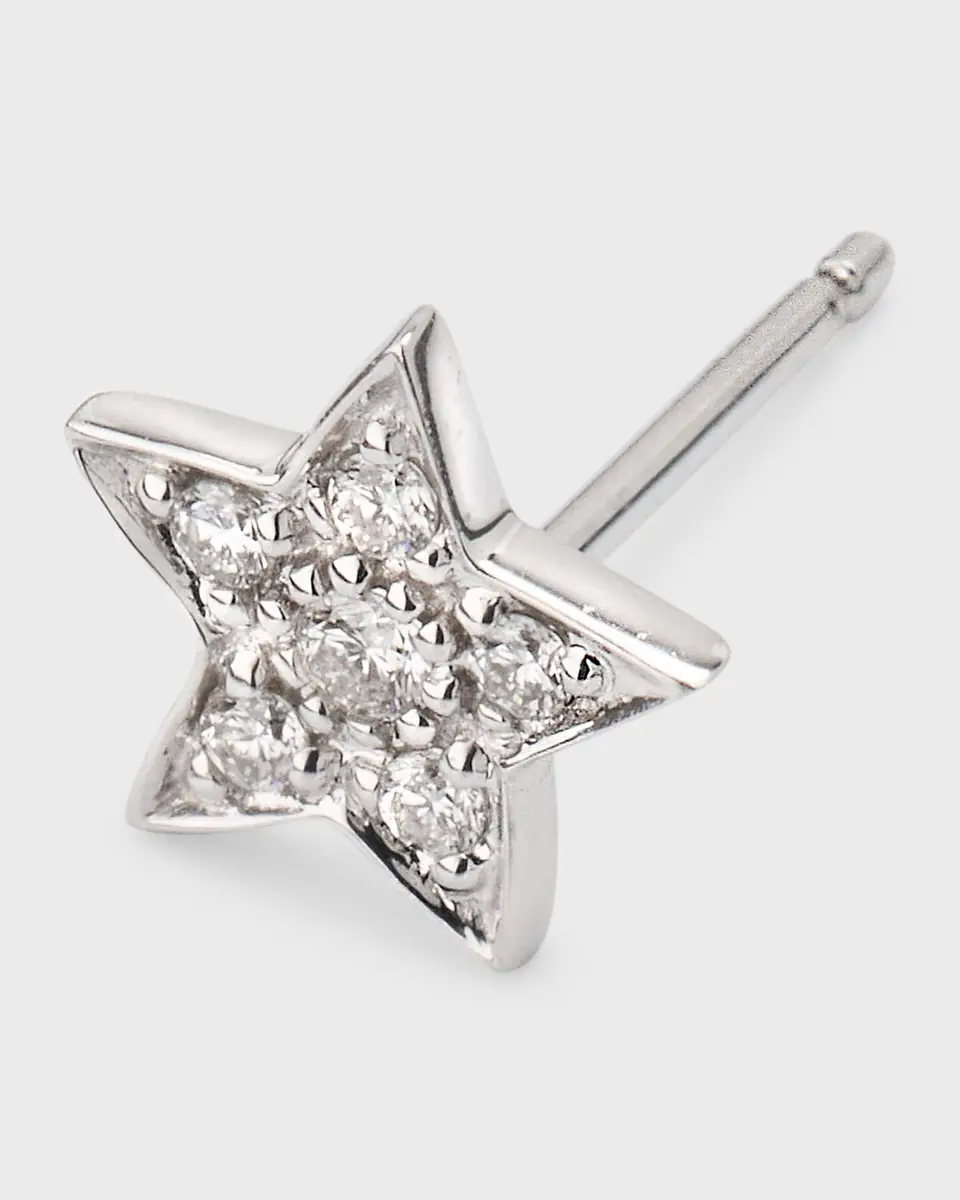 Sydney Evan 14k White Gold Pave Star Stud Earring, Single | Thumbnail 3