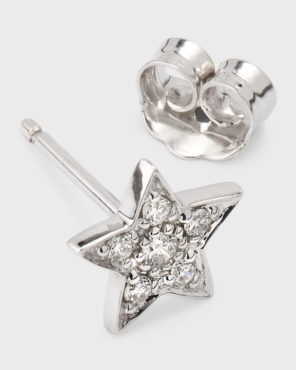 Sydney Evan 14k White Gold Pave Star Stud Earring, Single | Thumbnail 4