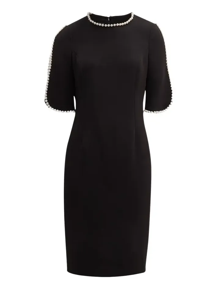 Pearl Trimmed Sheath Dress Pearl Trimmed Sheath Dress