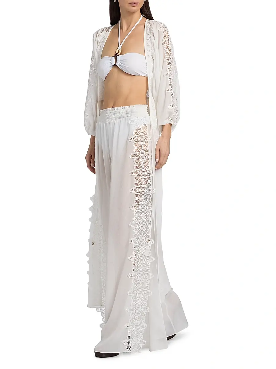 Ramy Brook Women's Athena Lace Wide-Leg Cover-Up Pants | Thumbnail 2