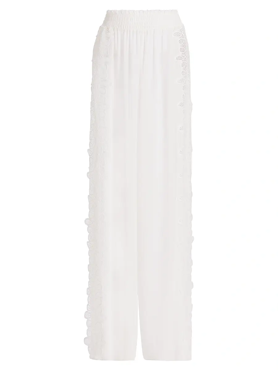 Ramy Brook Women's Athena Lace Wide-Leg Cover-Up Pants - White - Size XL | Image 1 Ramy Brook Women's Athena Lace Wide-Leg Cover-Up Pants - White - Size XL | Image 1