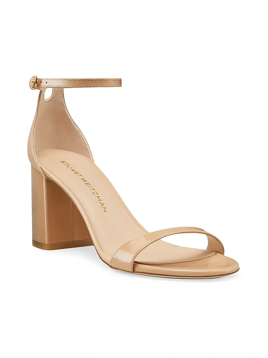 Stuart Weitzman Women's Nudist Block 75MM Patent Leather Sandals | Thumbnail 2