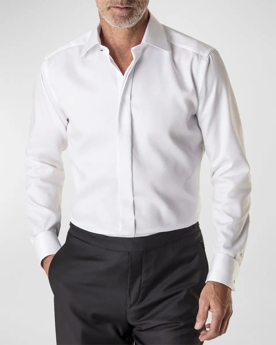 Eton Men's Slim Fit Diamond Weave Formal Shirt | Thumbnail 2