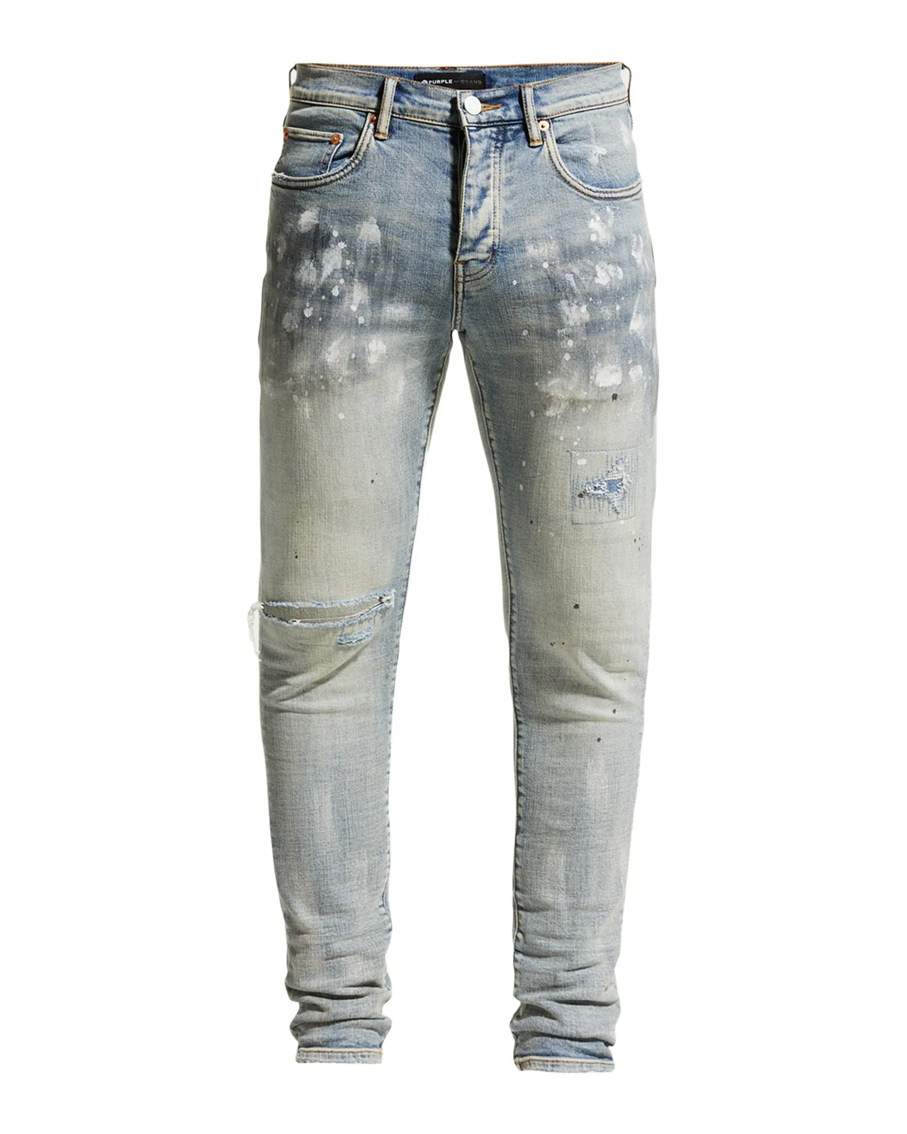 PURPLE Men's P001 Light Indigo Paint Blowout Skinny Jeans