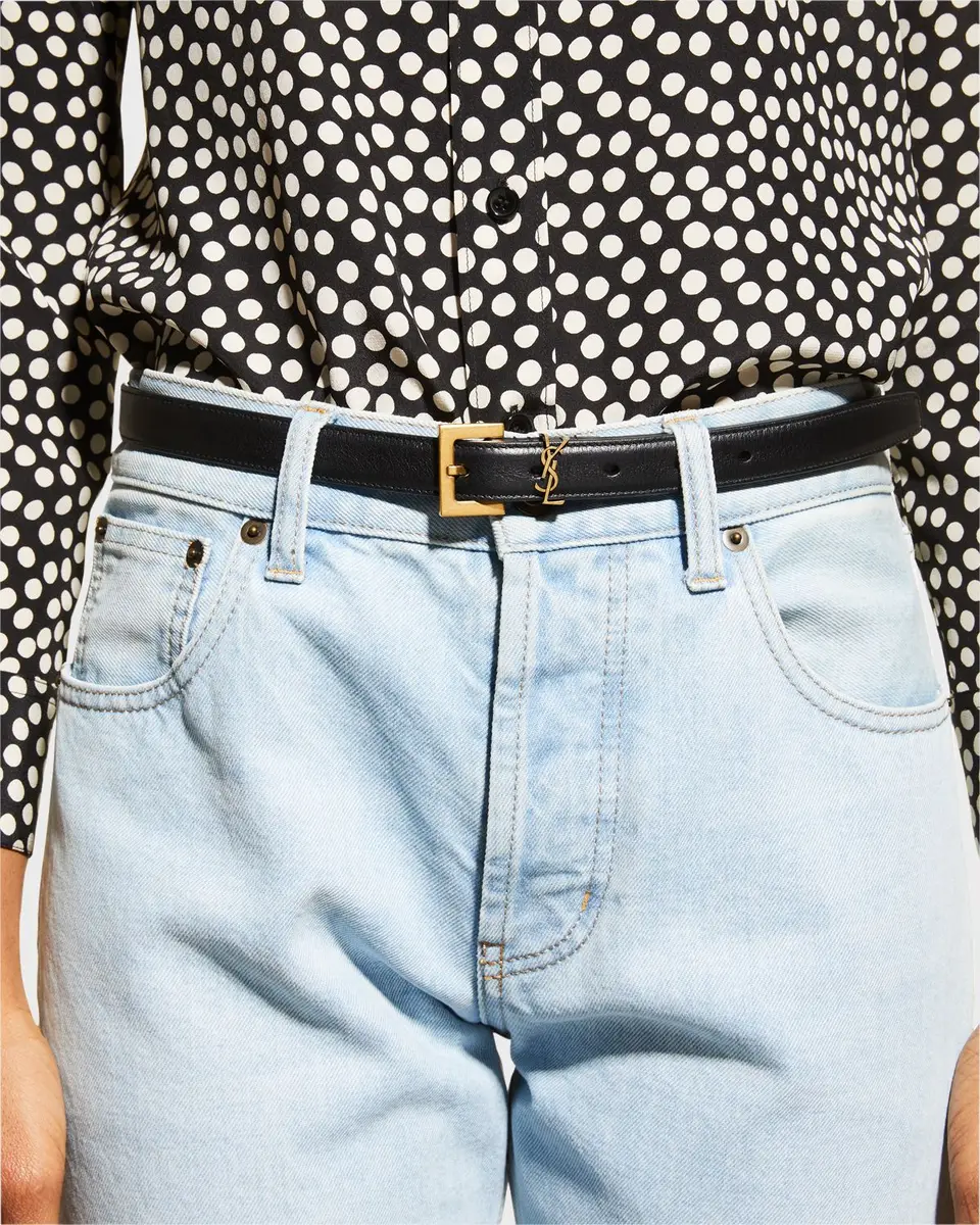 Saint Laurent YSL Monogram Leather Belt | Image 1 Saint Laurent YSL Monogram Leather Belt | Image 1