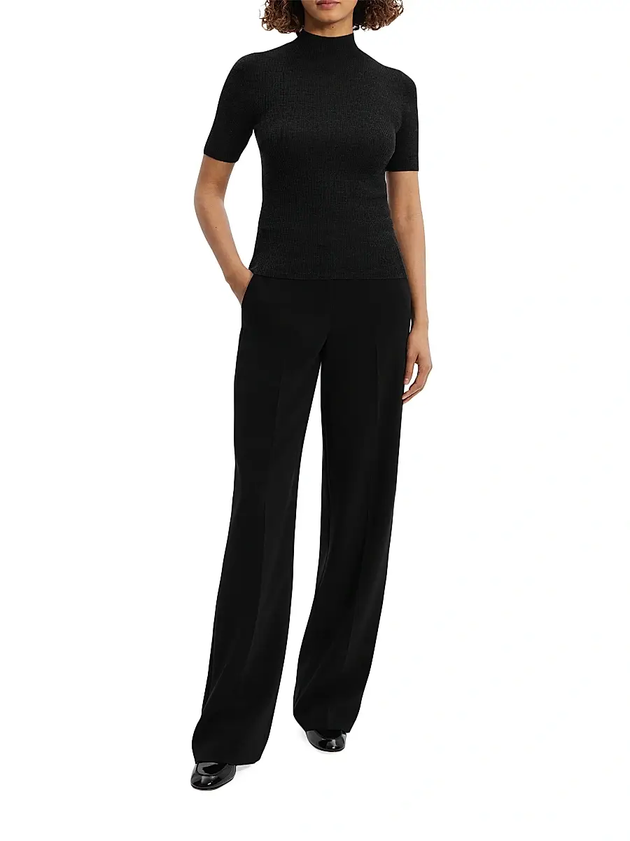 Theory Women's Leenda Merino Wool Short-Sleeve Sweater | Thumbnail 2 Theory Women's Leenda Merino Wool Short-Sleeve Sweater | Thumbnail 2