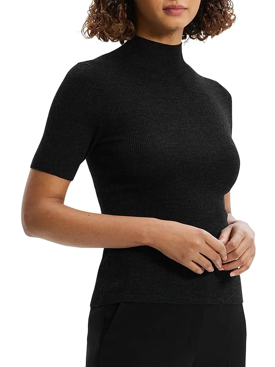 Theory Women's Leenda Merino Wool Short-Sleeve Sweater | Thumbnail 4 Theory Women's Leenda Merino Wool Short-Sleeve Sweater | Thumbnail 4