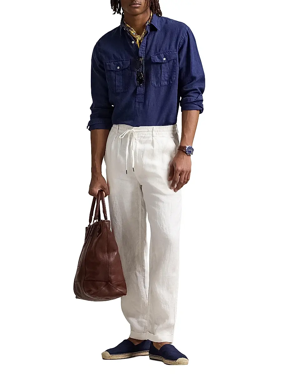 Polo Ralph Lauren Men's Polo Prepster Slim Tapered Linen Pants | Thumbnail 2 Polo Ralph Lauren Men's Polo Prepster Slim Tapered Linen Pants | Thumbnail 2