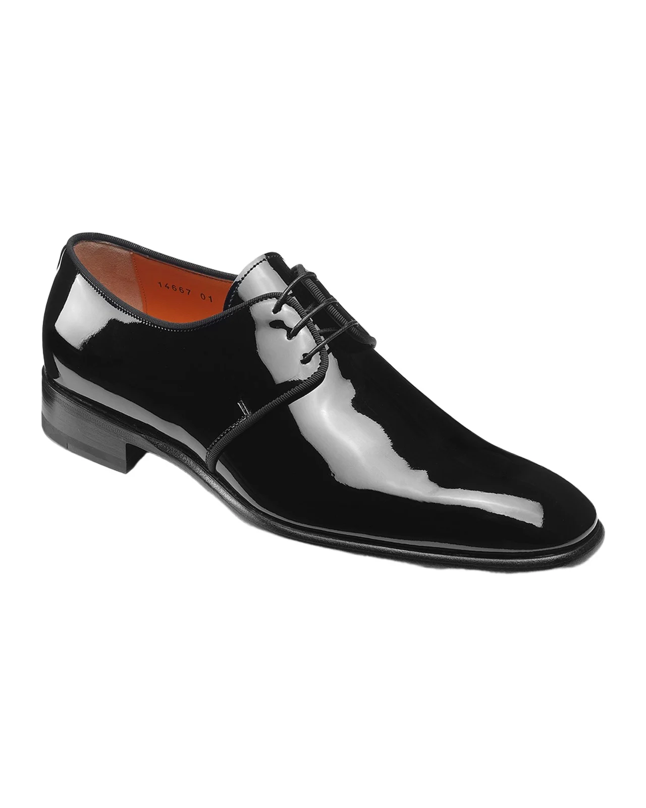 Men's Patent Leather Grosgrain-Trim Derby Shoes