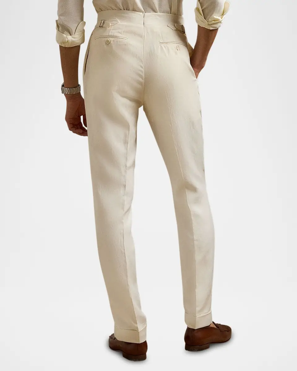 Ralph Lauren Purple Label Men's Gregory Hand-Tailored Wool Trousers | Thumbnail 3