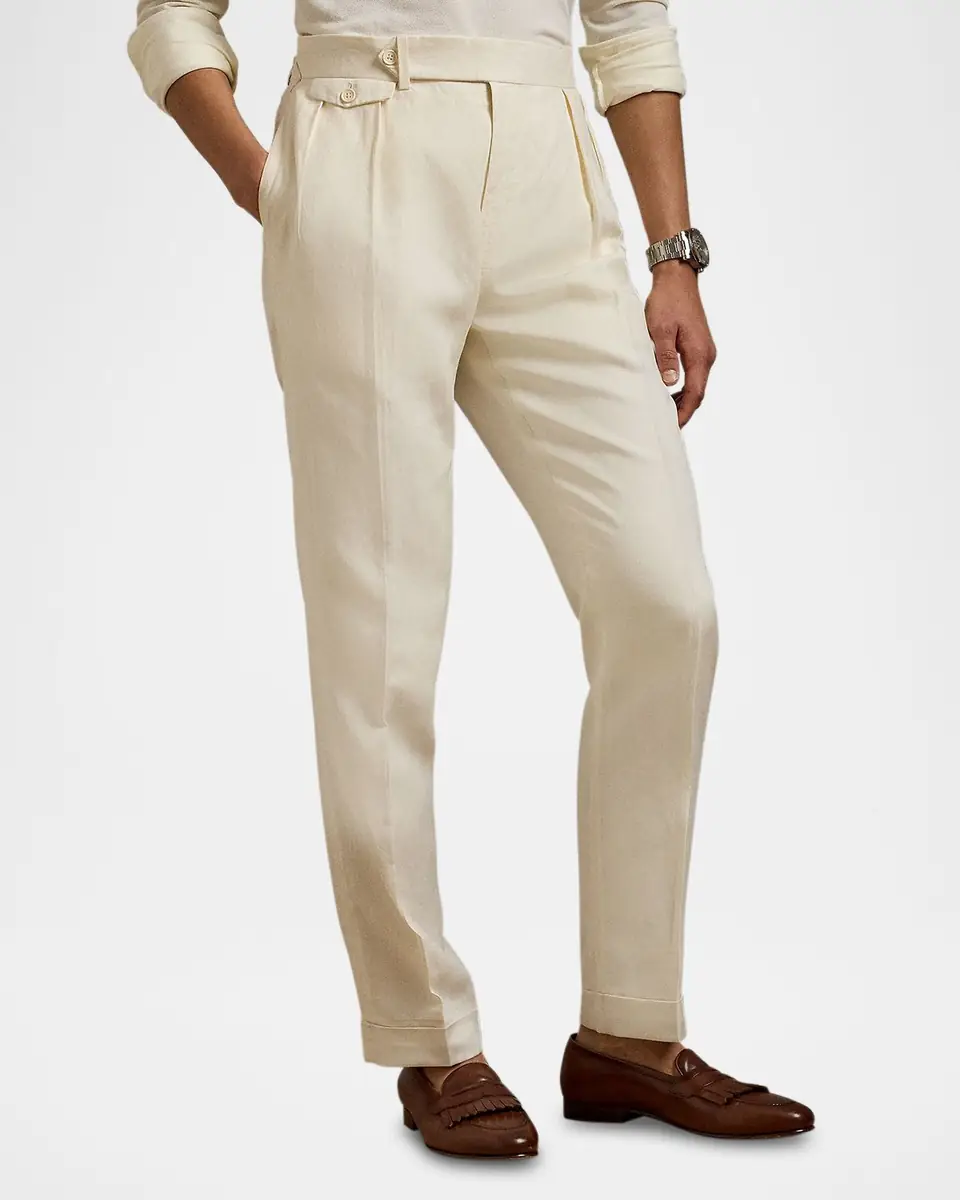 Ralph Lauren Purple Label Men's Gregory Hand-Tailored Wool Trousers | Thumbnail 4