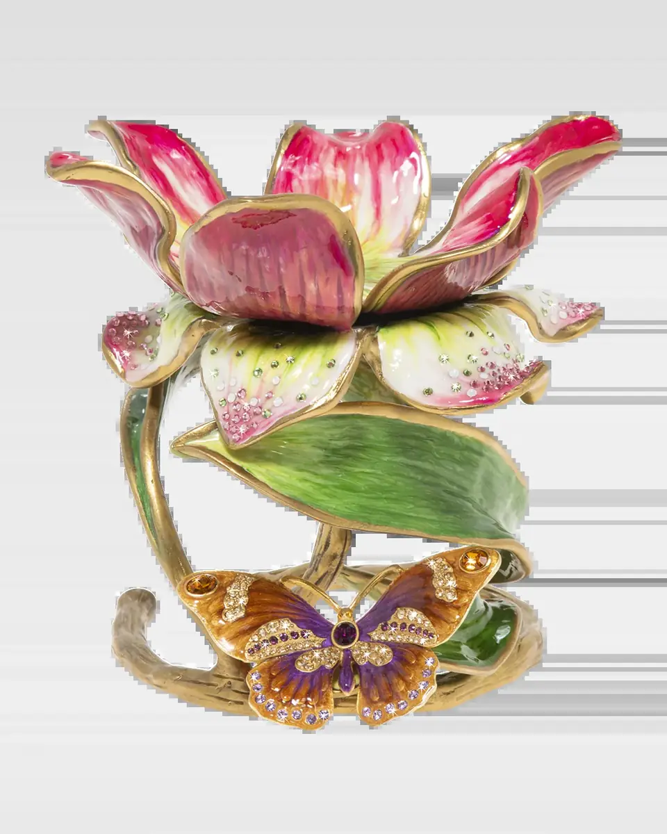 Jay Strongwater Floral 7" Pillar Candle Holder | Thumbnail 2