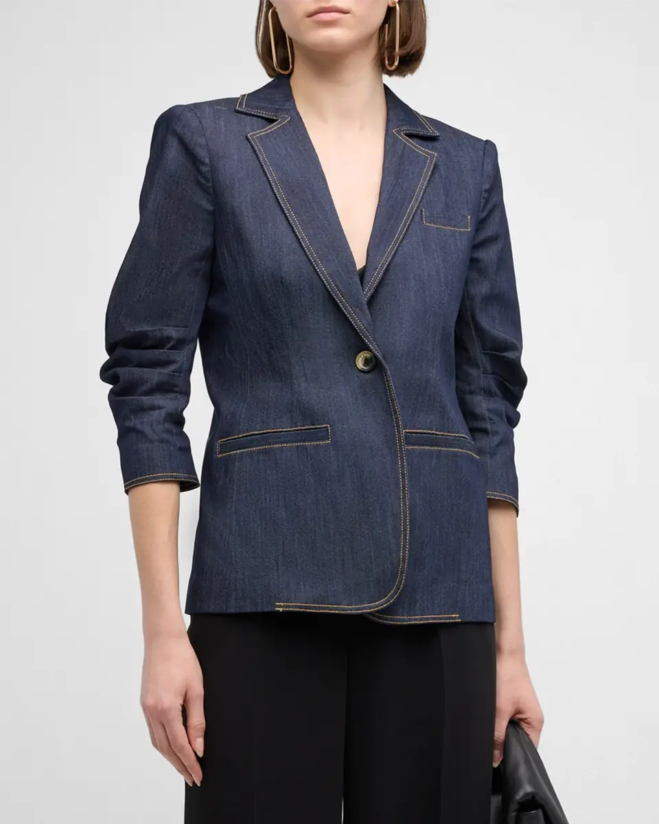 Cinq à Sept Khloe Denim Blazer | Thumbnail 4 Cinq à Sept Khloe Denim Blazer | Thumbnail 4