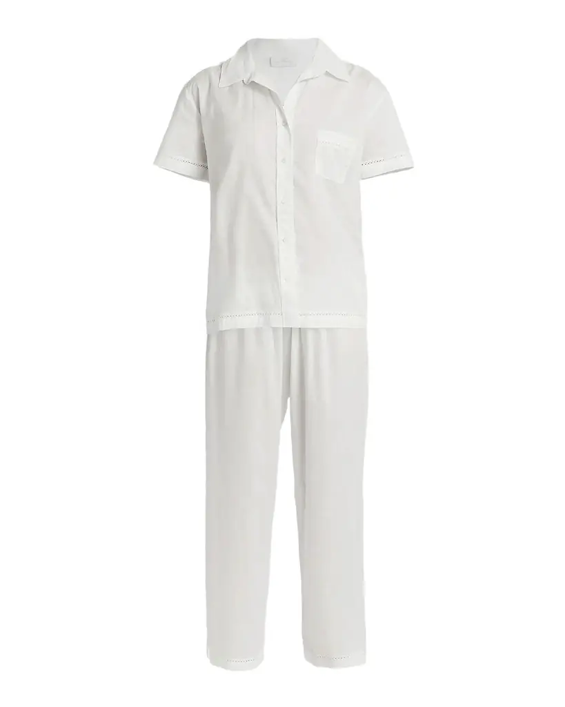 Pour Les Femmes Cotton Lawn Short-Sleeve Crop Pajama Set | Image 1 Pour Les Femmes Cotton Lawn Short-Sleeve Crop Pajama Set | Image 1