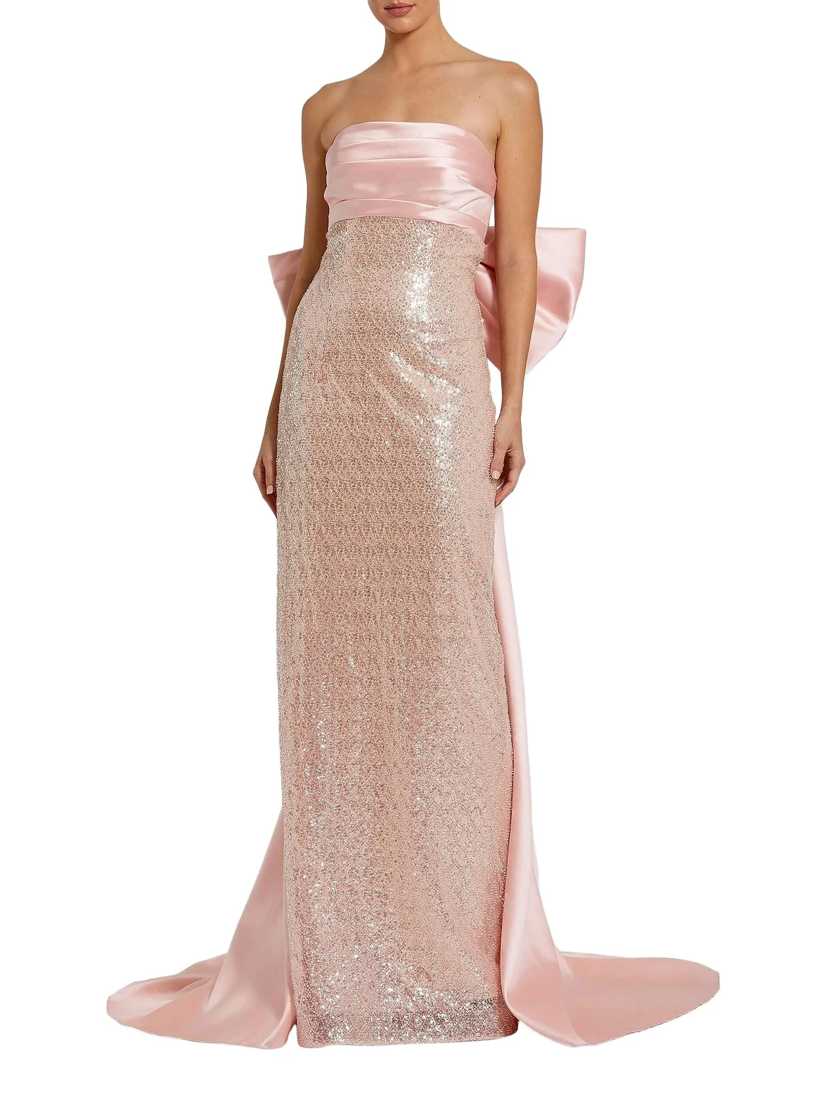 Women's Embellished Bow Strapless Gown Women's Embellished Bow Strapless Gown