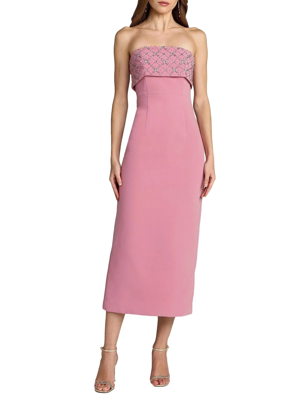 Women's Rhinestone-Embellished Crepe Strapless Cocktail Dress Women's Rhinestone-Embellished Crepe Strapless Cocktail Dress