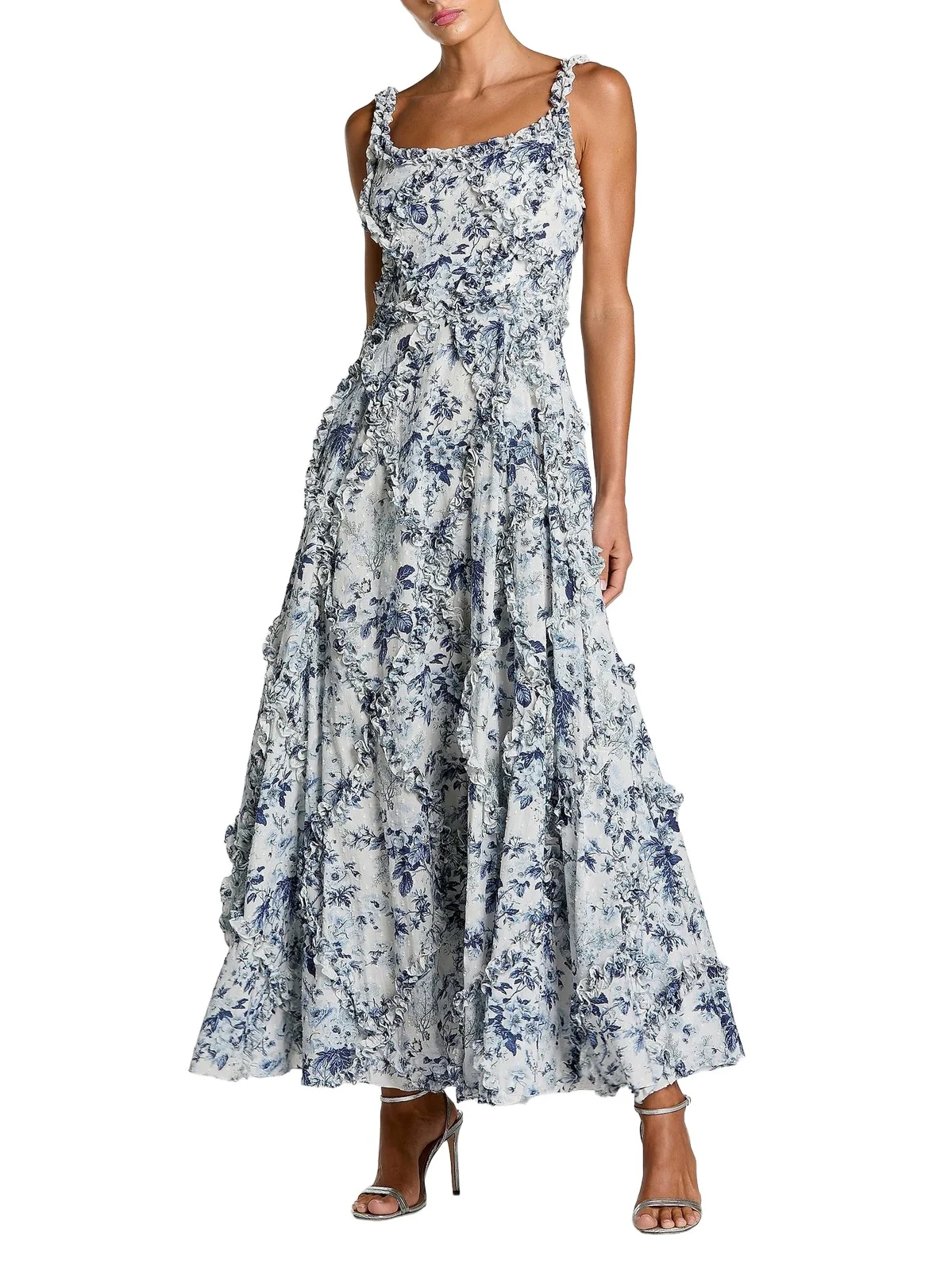 Women's Ruffle Floral Sweetheart Maxi Dress Women's Ruffle Floral Sweetheart Maxi Dress