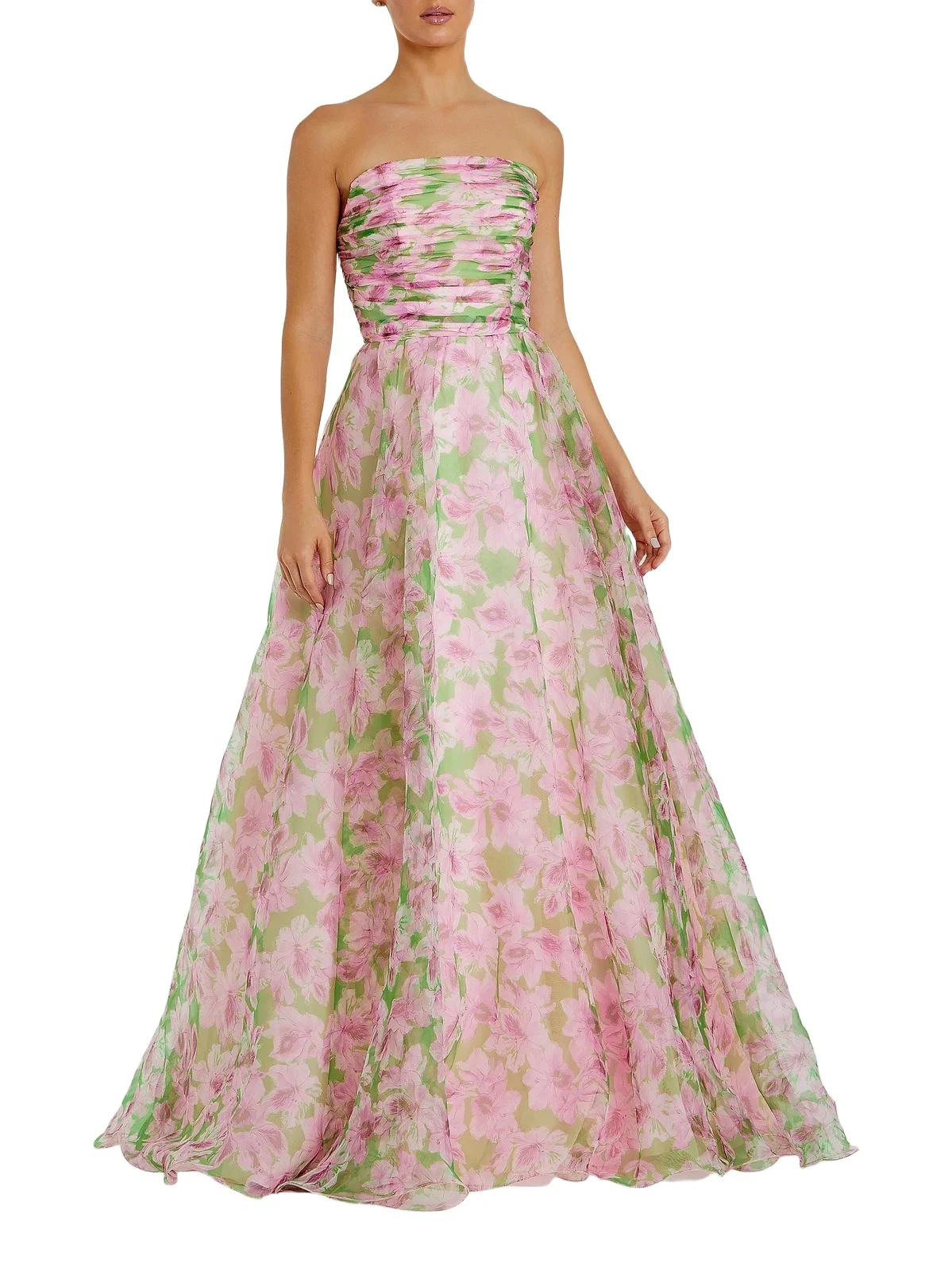 Women's Prom Floral Chiffon Gown
