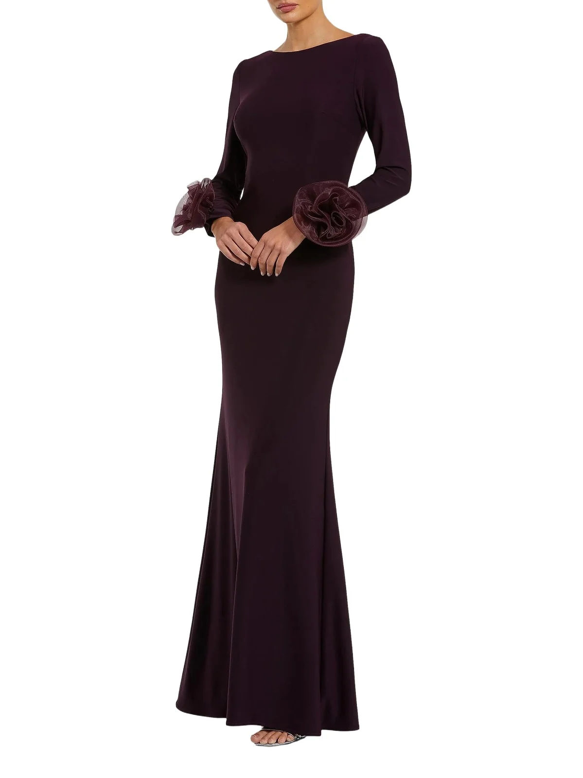 Women's Organza Rosette Long-Sleeve Gown Women's Organza Rosette Long-Sleeve Gown
