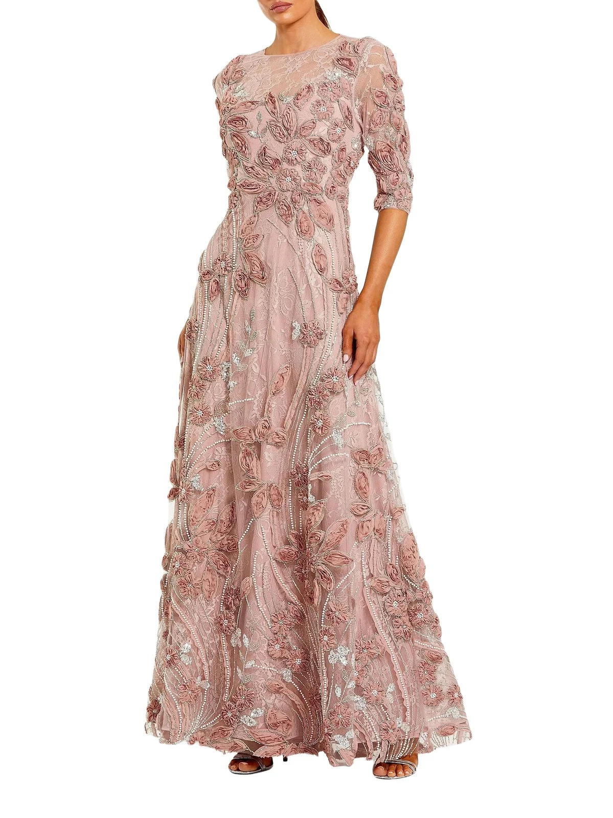 Women's Embellished Appliquéd Lace Gown Women's Embellished Appliquéd Lace Gown