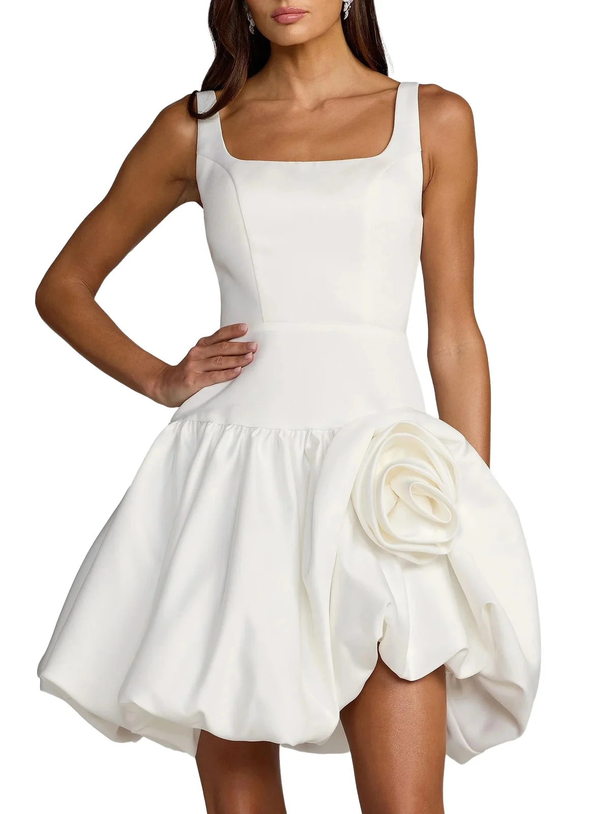 Women's Satin Rosette-Detail Bubble-Hem Cocktail Dress Women's Satin Rosette-Detail Bubble-Hem Cocktail Dress