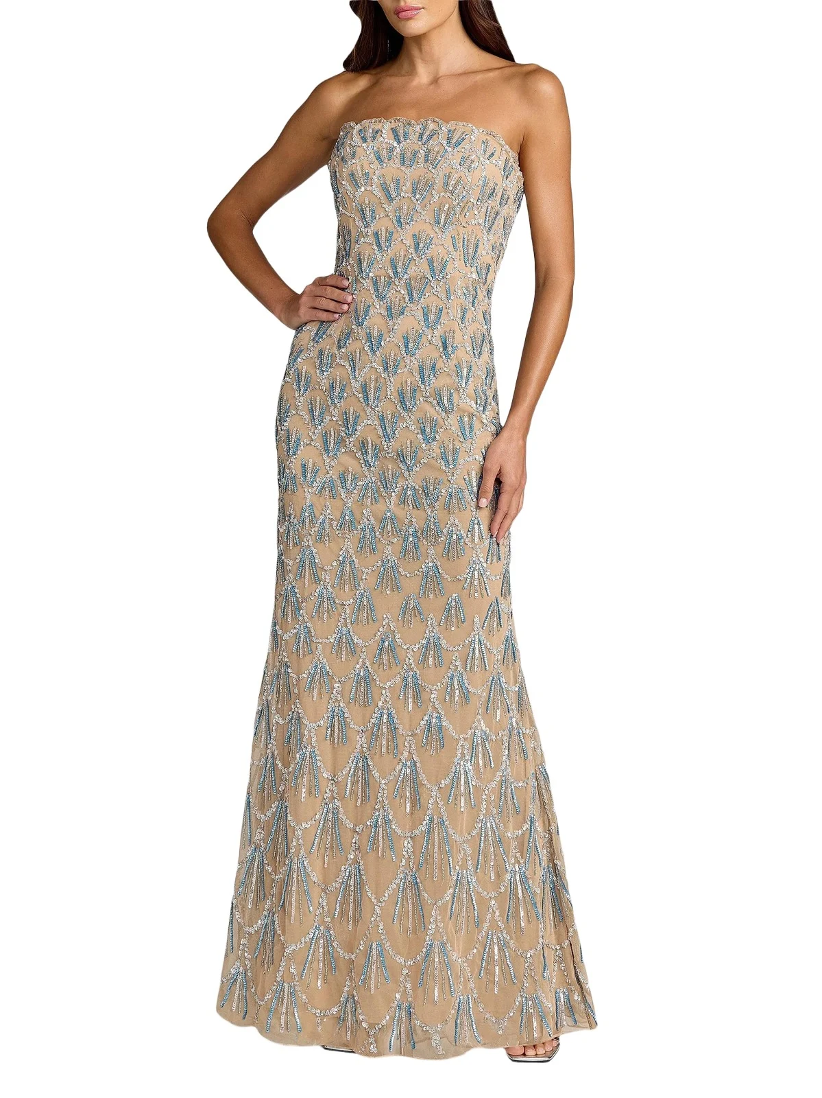 Women's Embellished Mesh Trumpet Gown Women's Embellished Mesh Trumpet Gown