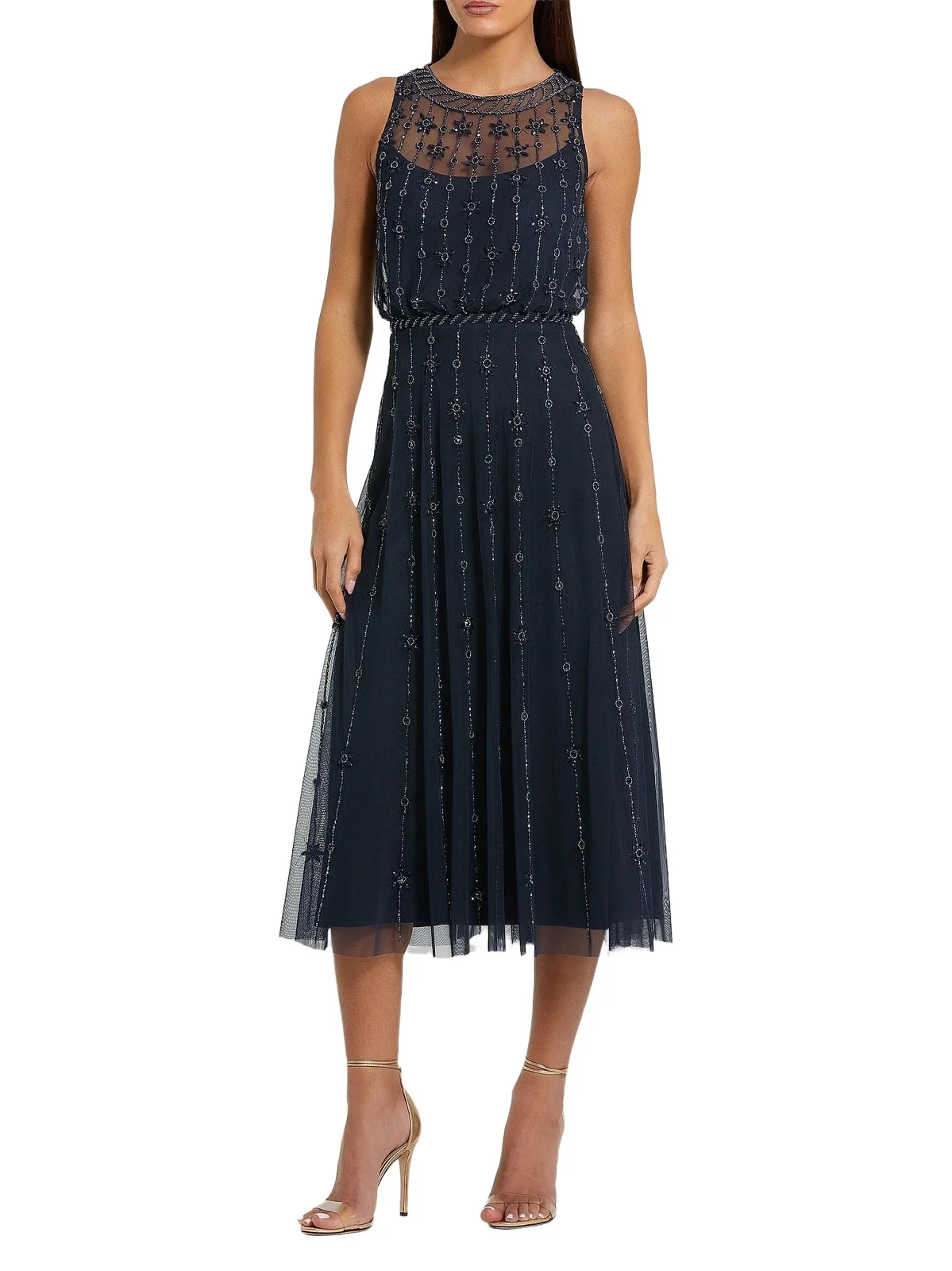 Women's Crystal-Embellished Tulle Midi-Dress Women's Crystal-Embellished Tulle Midi-Dress