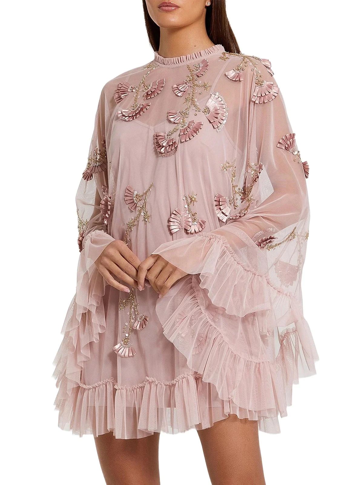 Women's Mac Embellished Mesh A-Line Minidress